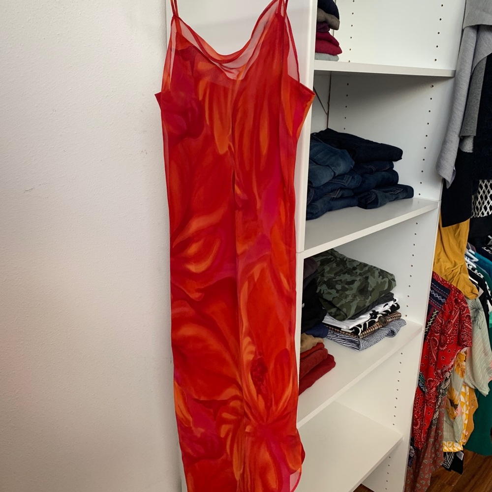 Red spaghetti strap dress